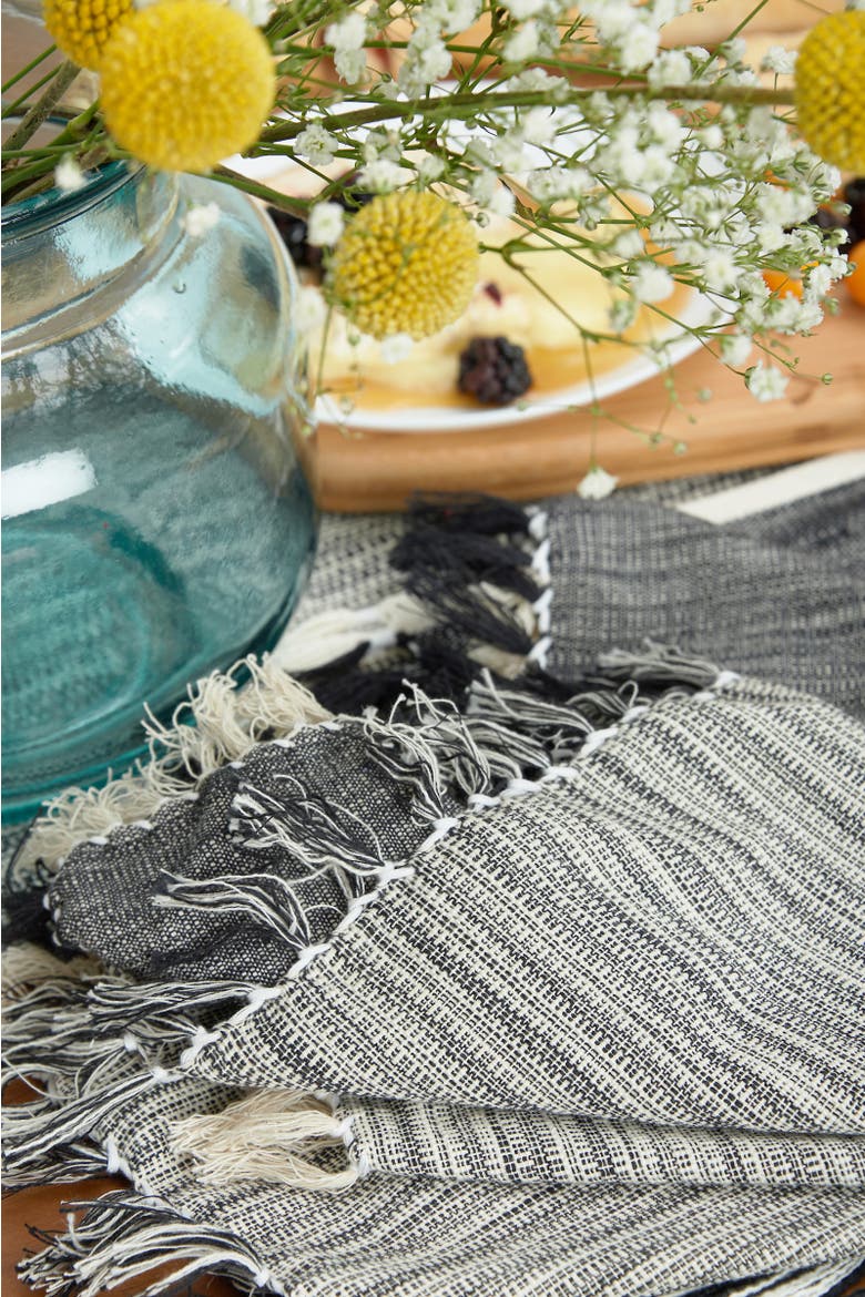 Kerbey Onyx Cotton Napkin Set of 4, Alternate, color, Black