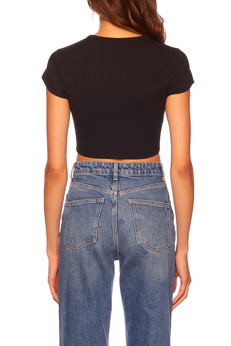 Crewneck Rib Crop T-Shirt, Alternate, color, BLACK
