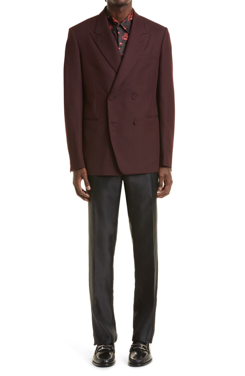 Fendi Double Breasted Wool Blend Cavalry Twill Jacket, Alternate, color, 