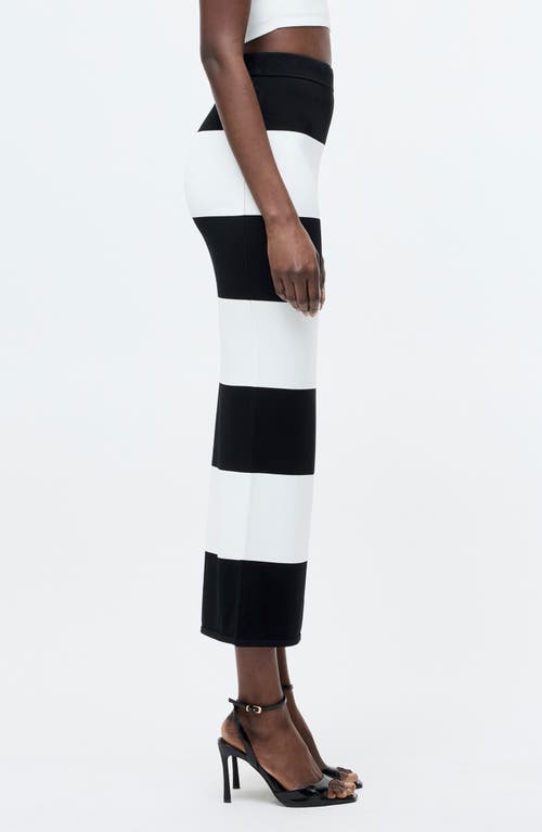 French Connection Stripe Knit Skirt In Black