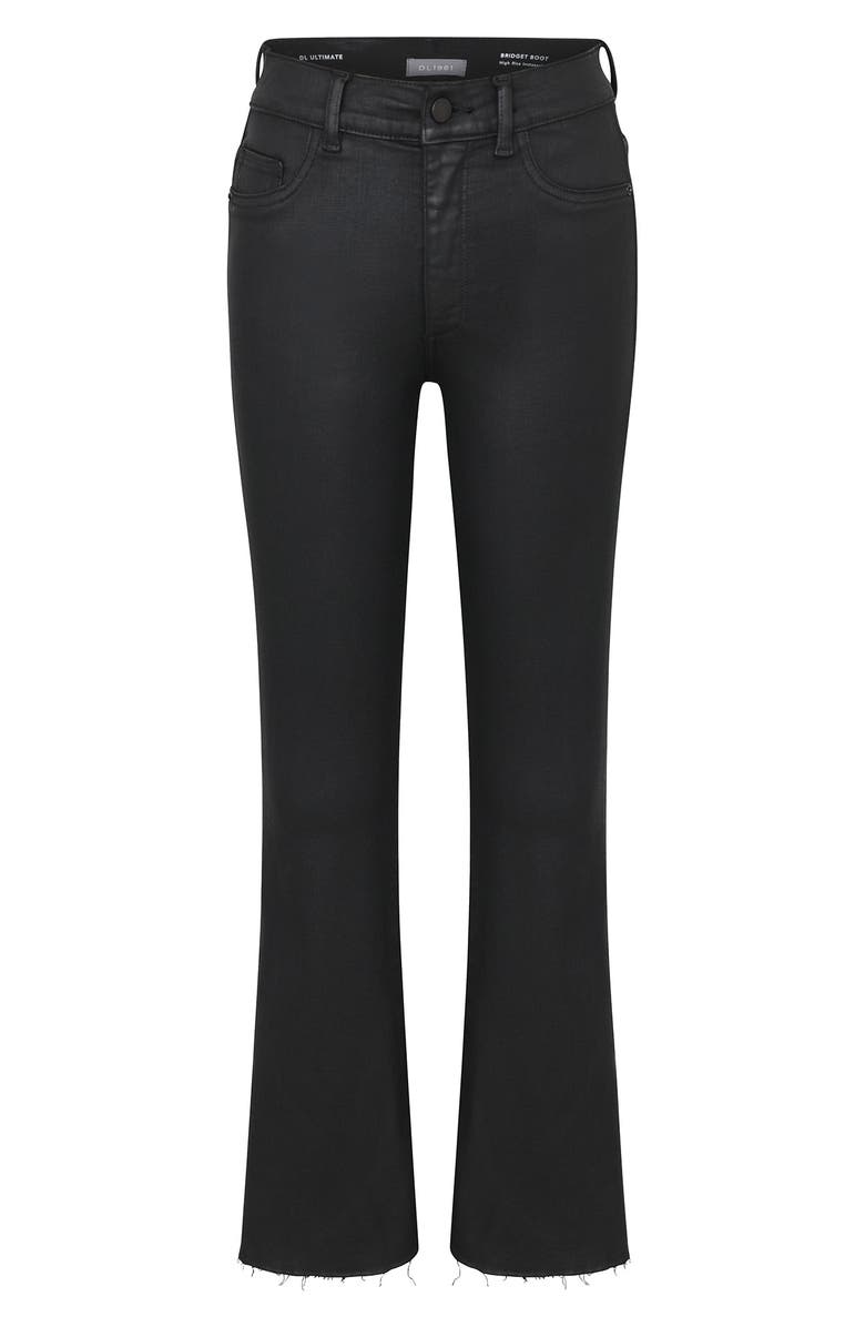 DL1961 Bridget Instasculpt High Waist Crop Bootcut Jeans, Alternate, color, Black Coated Raw