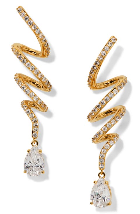 Muse Twirl Cubic Zirconia Linear Drop Earrings