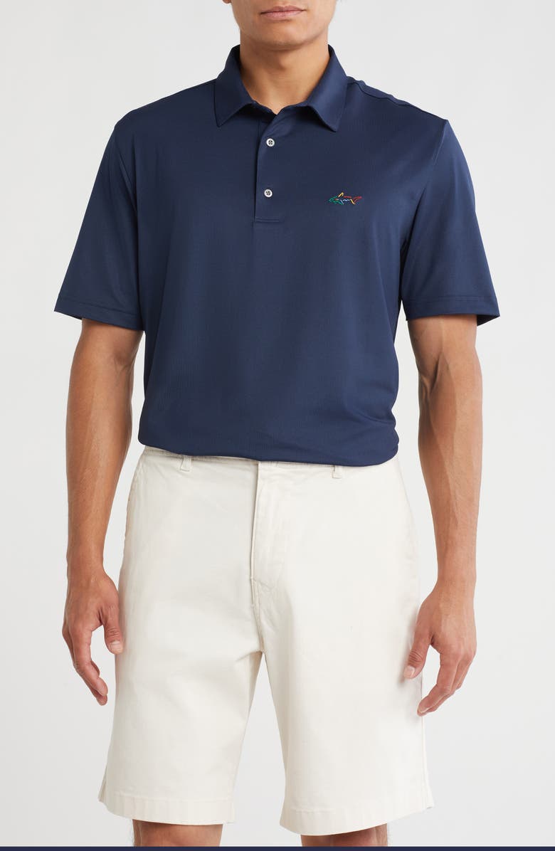 Greg Norman Oyster Piqué Performance Polo, Main, color, Navy