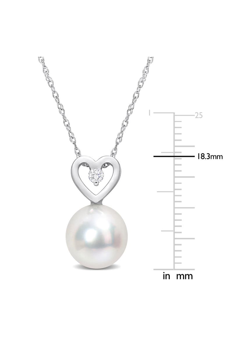 South Sea Pearl & Diamond Heart Drop Necklace 10k, Alternate, color, Pearl