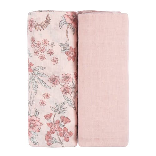 Just Born Muslin Swaddle Pink Floral Blankets 2-pack In Pink