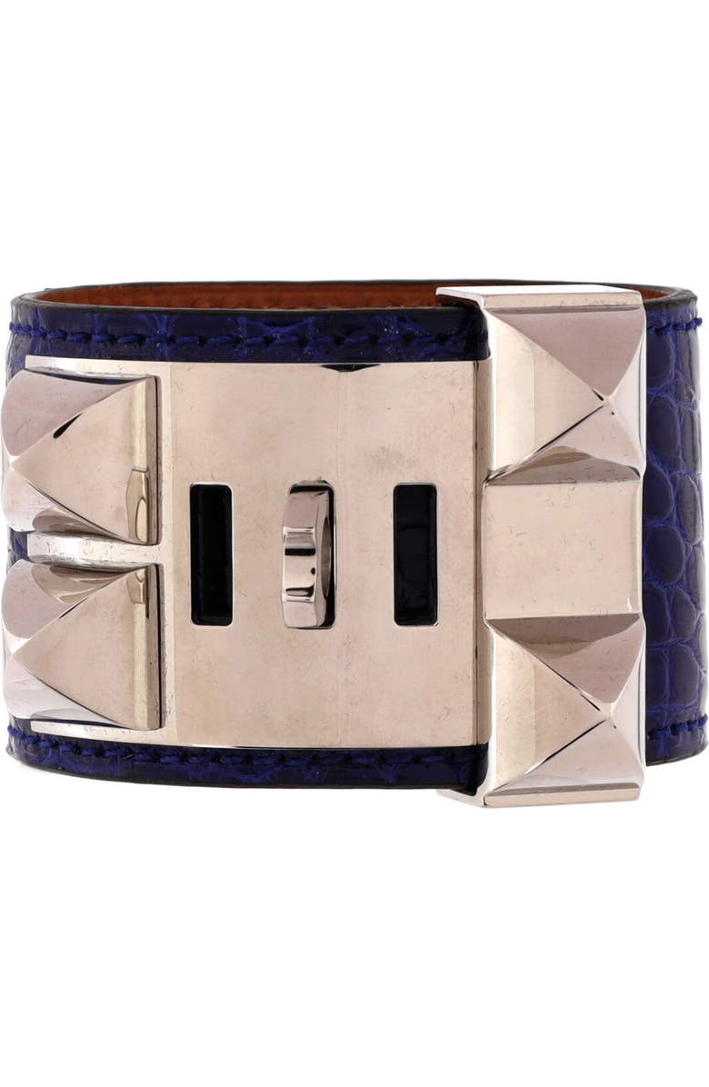 Pre-Owned Hermes Collier de Chien Bracelet Alligator, Alternate, color, Blue