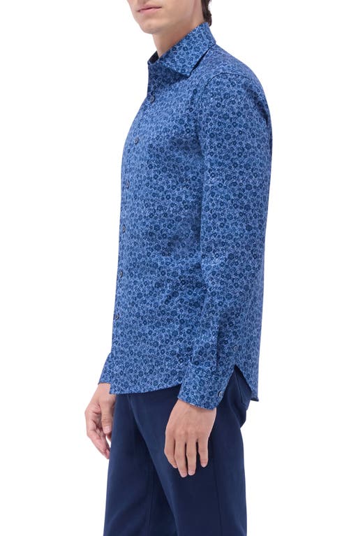 Bugatchi Devon Ooohcotton® Floral Button-up Shirt In Indigo