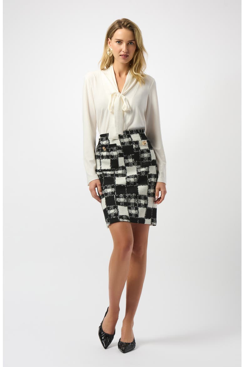 Check Jacquard Miniskirt, Alternate, color, BLACK/ CREAM
