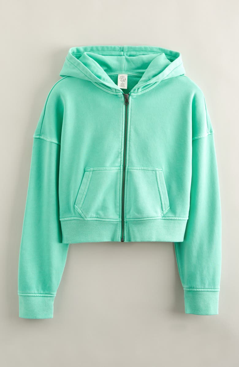 Treasure & Bond Kids' French Terry Zip-Up Hoodie, Main, color, Green Cream