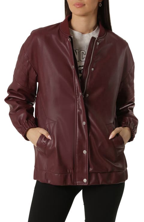 Relaxed Fit Faux-Ever Leather™ Bomber Jacket