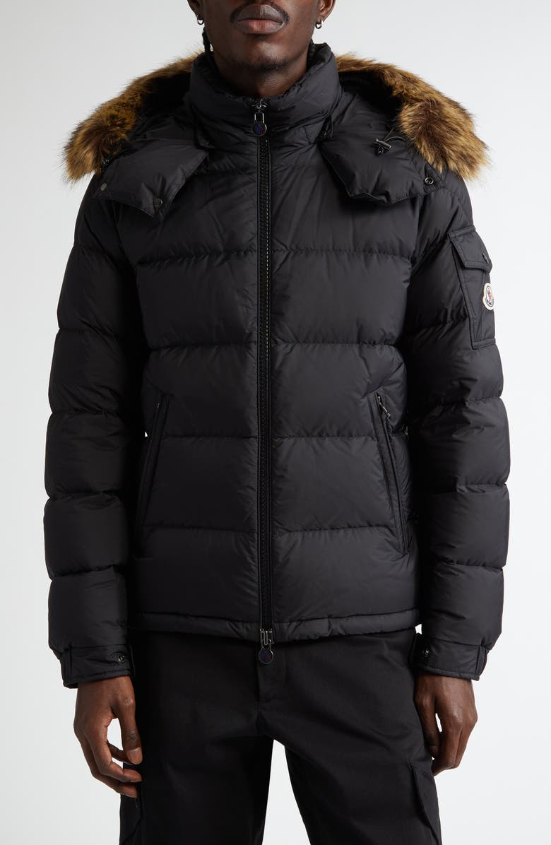 Moncler Mayaf Hooded Down Jacket with Faux Fur Trim, Main, color, 
