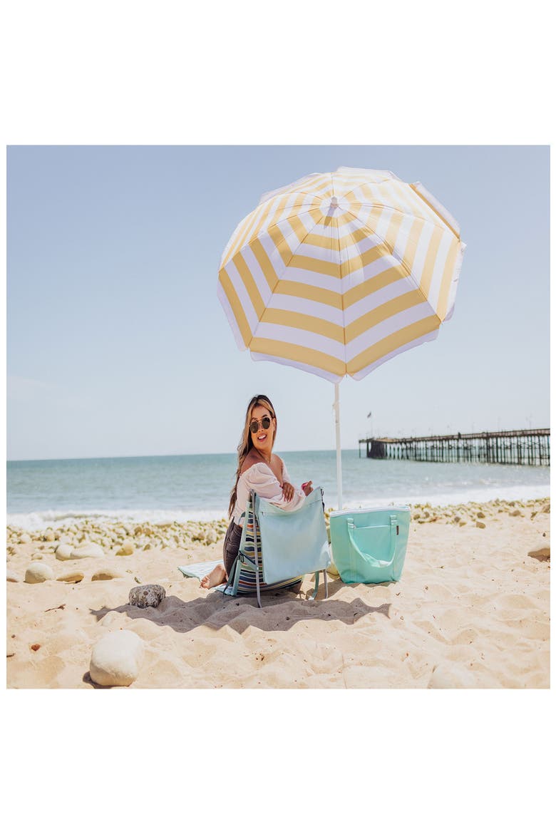 Yellow Cabana Stripe Portable Beach Umbrella, Alternate, color, YELLOW