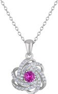 FZN Sterling Silver & Stone Knot Pendant Necklace