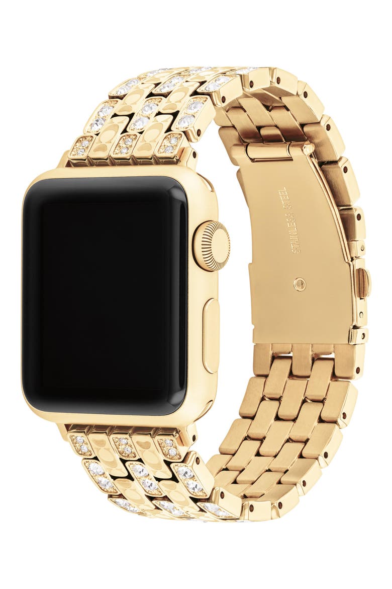 Pavé Crystal Apple Watch® Bracelet Watchband, Alternate, color, METALLIC GOLD