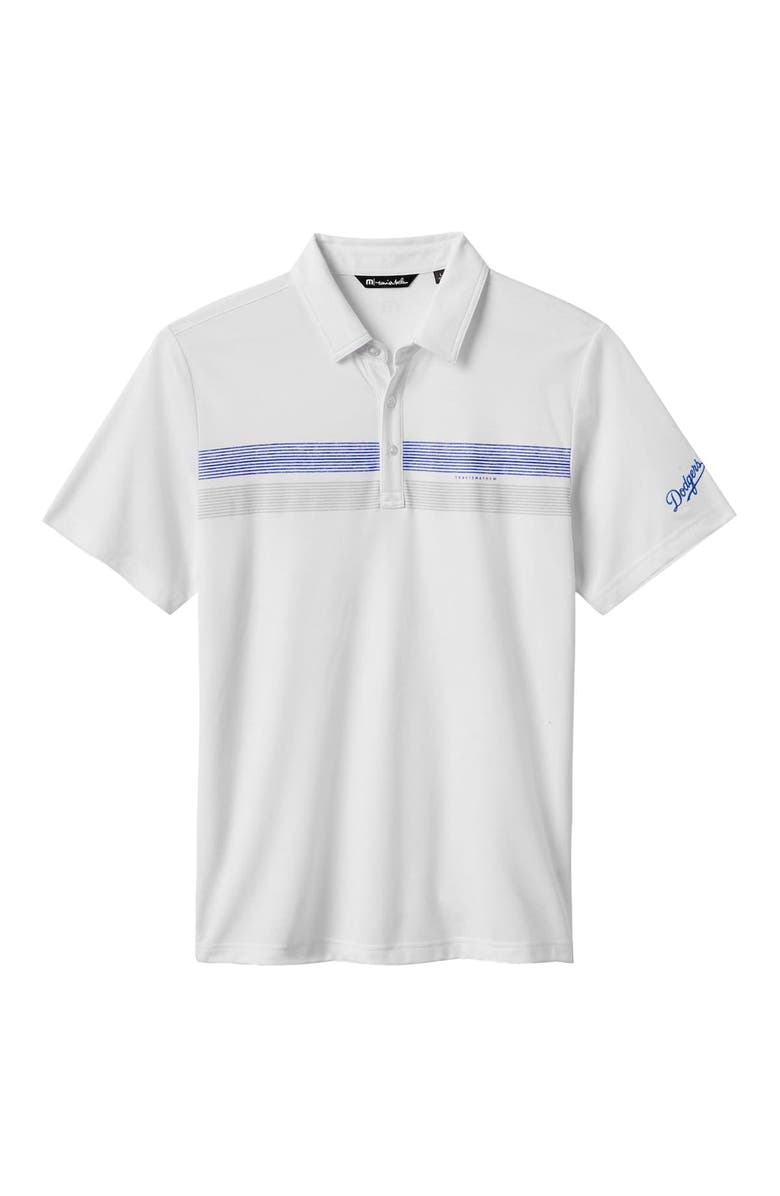 TravisMathew Men's TravisMathew White Los Angeles Dodgers Top Recruit Tri-Blend Polo, Alternate, color, White