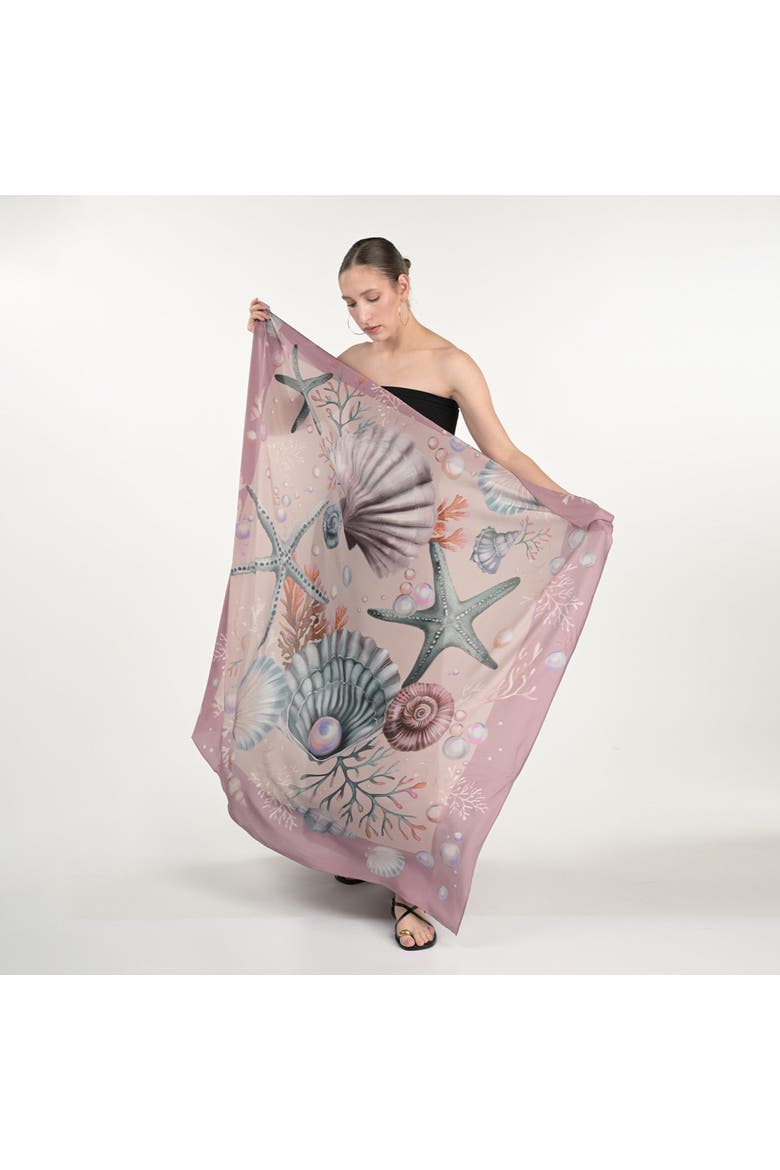 Shells And Pearls Scarf, Alternate, color, Peach