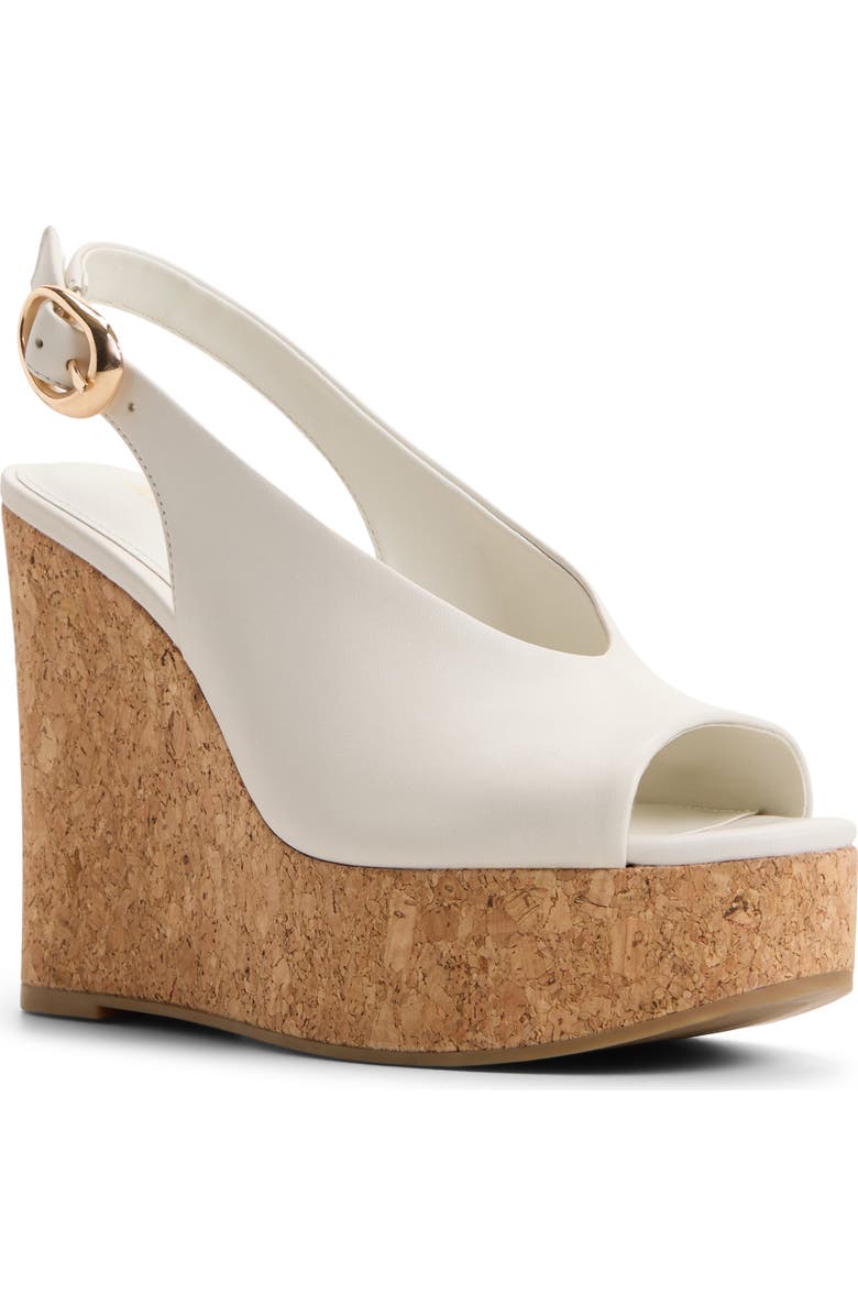 ALDO Tatianah Platform Wedge Sandal, Main, color, White/ Bone