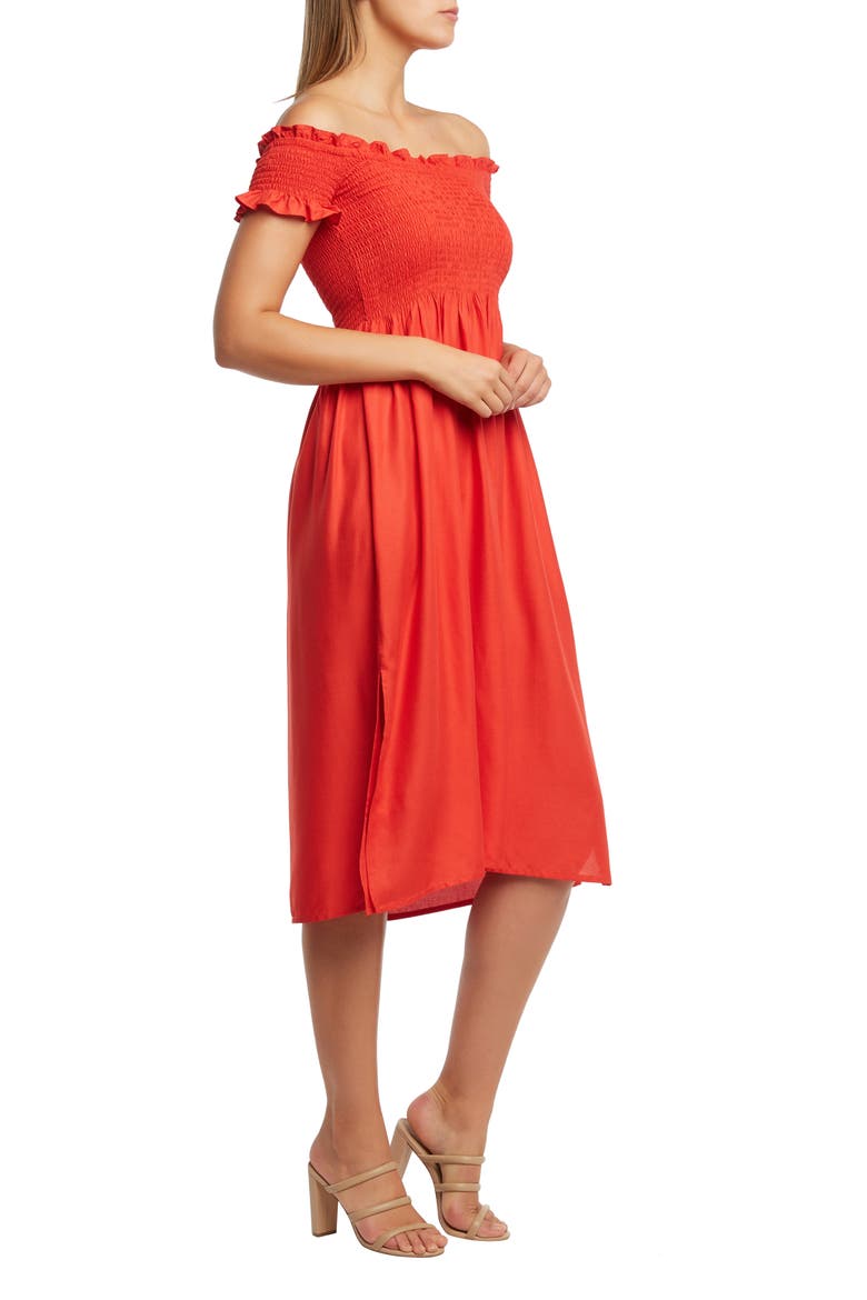 Cindy Off the Shoulder Dress, Alternate, color, POPPY RED