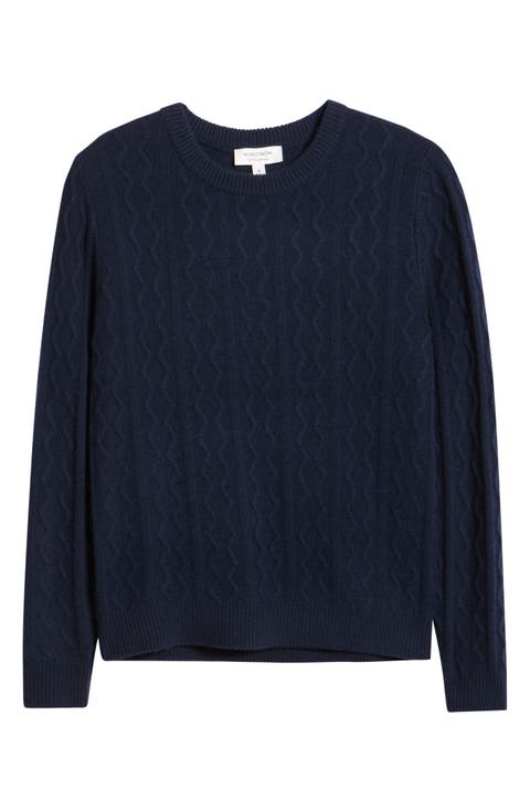 Cable Knit Cashmere Crewneck Sweater