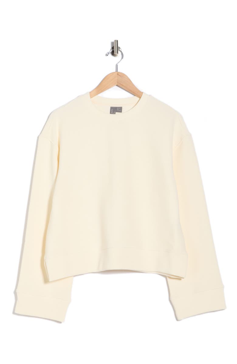 Sweaty Betty Peaceful Rib Cropped Sweatshirt, Main, color, Lilly White