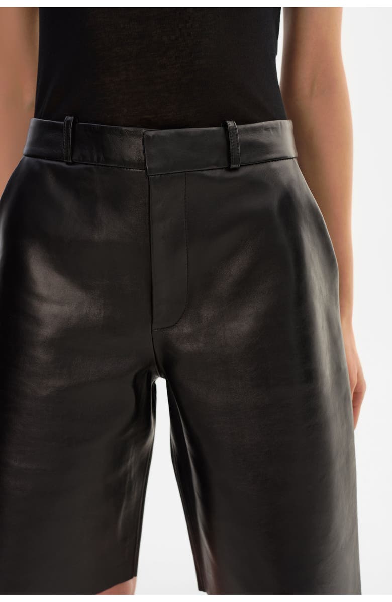 LAMARQUE Lotta | Leather Bermuda Shorts, Alternate, color, Black