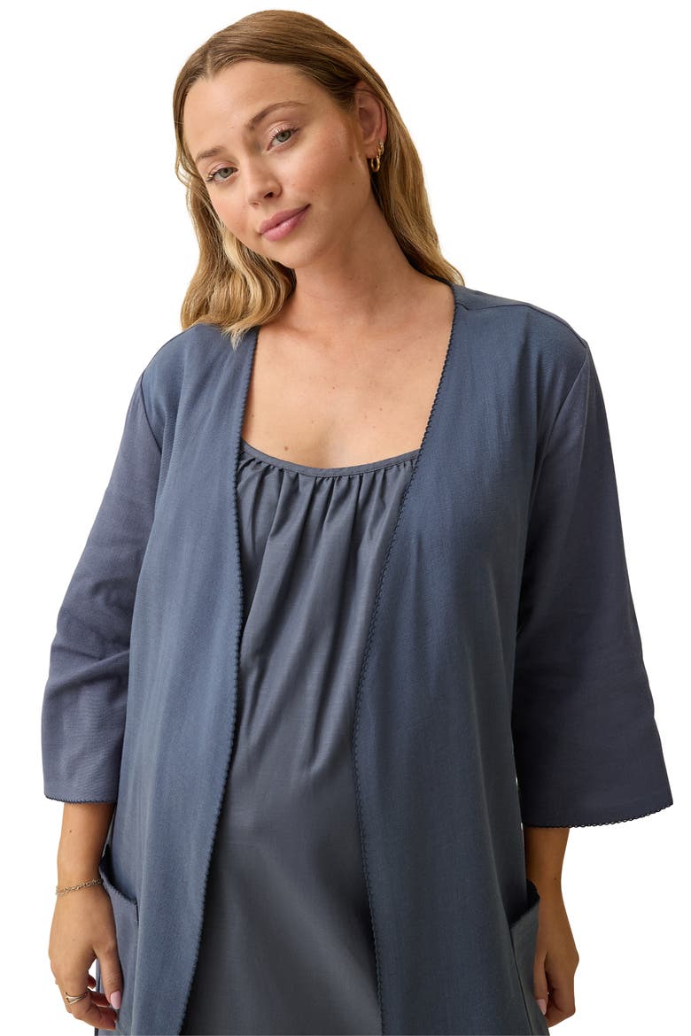 Cotton Blend Robe, Alternate, color, Midnight Blue