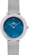 Daniel Wellington Crystal Bezel Sterling Blue Mesh Strap Watch, 32mm