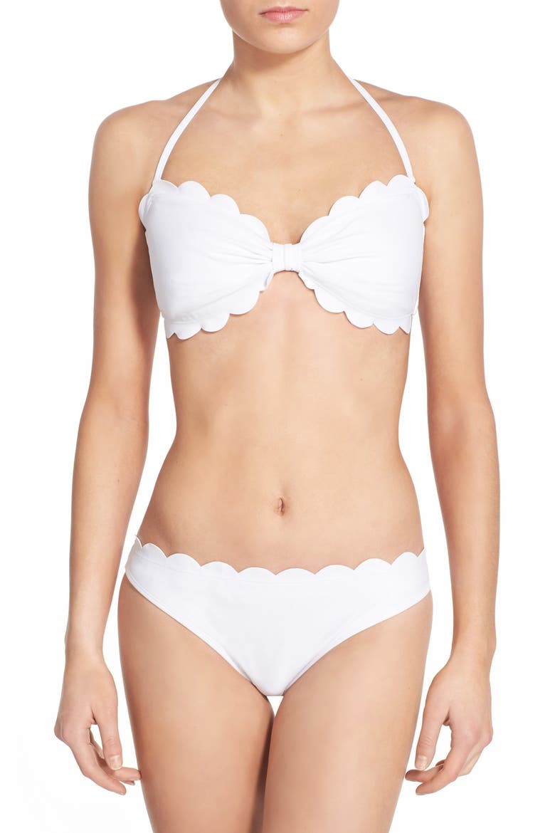 Scallop Bandeau Bikini Top, Alternate, color, WHITE