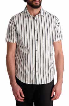 KARL LAGERFELD PARIS Stripe Short Sleeve Button-Up Shirt