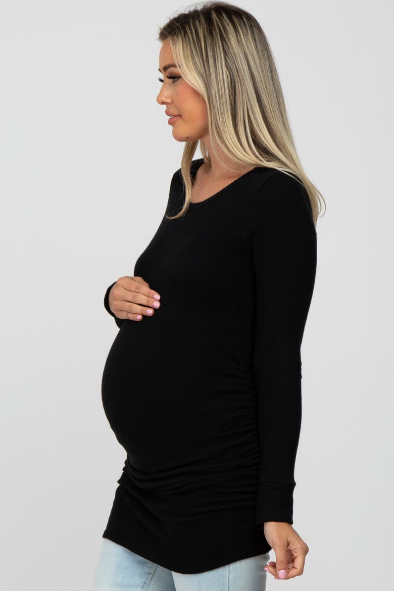 Soft Knit Ruched Maternity Top, Alternate, color, Black