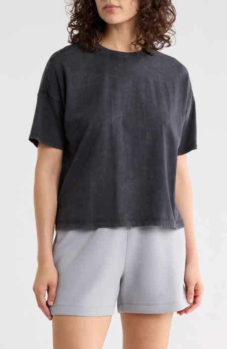 90 DEGREE BY REFLEX Stone Wash Boxy Crop T-Shirt