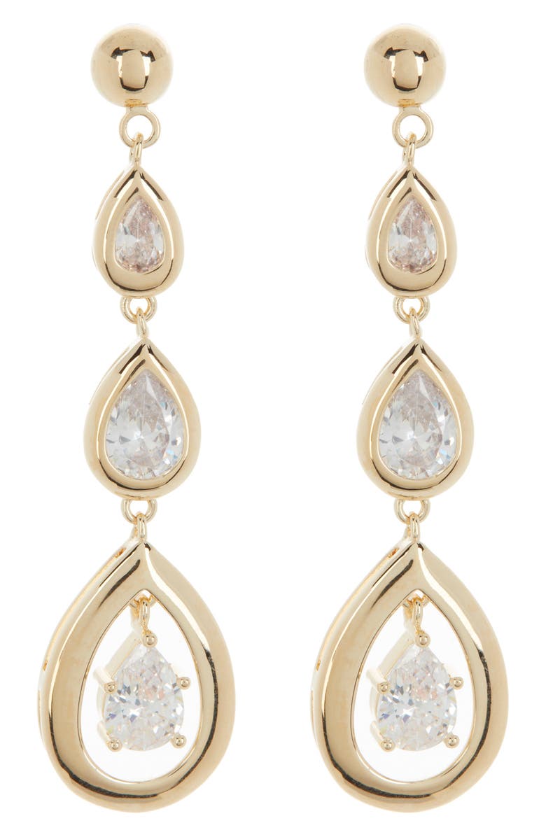 Sterling Forever Zara CZ Drop Earrings, Main, color, Gold