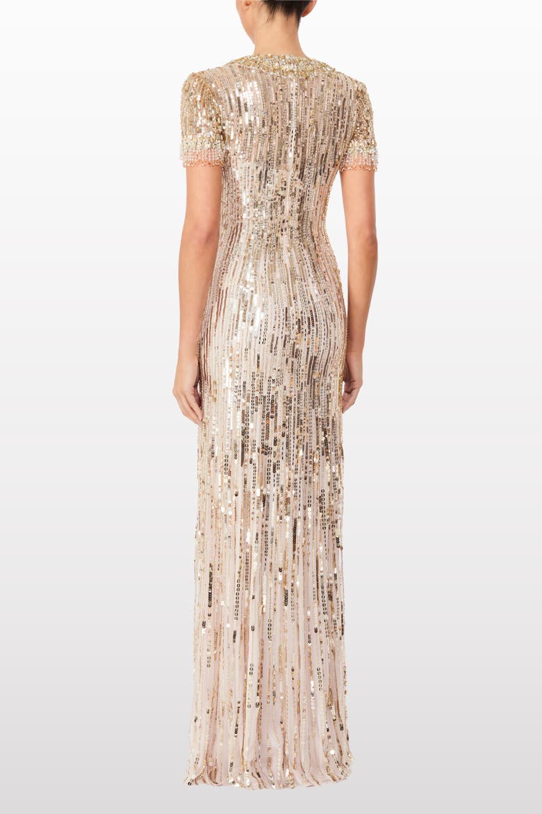 Nova Sequin-Embellished Keyhole-Neck Maxi Dress, Alternate, color, Marble