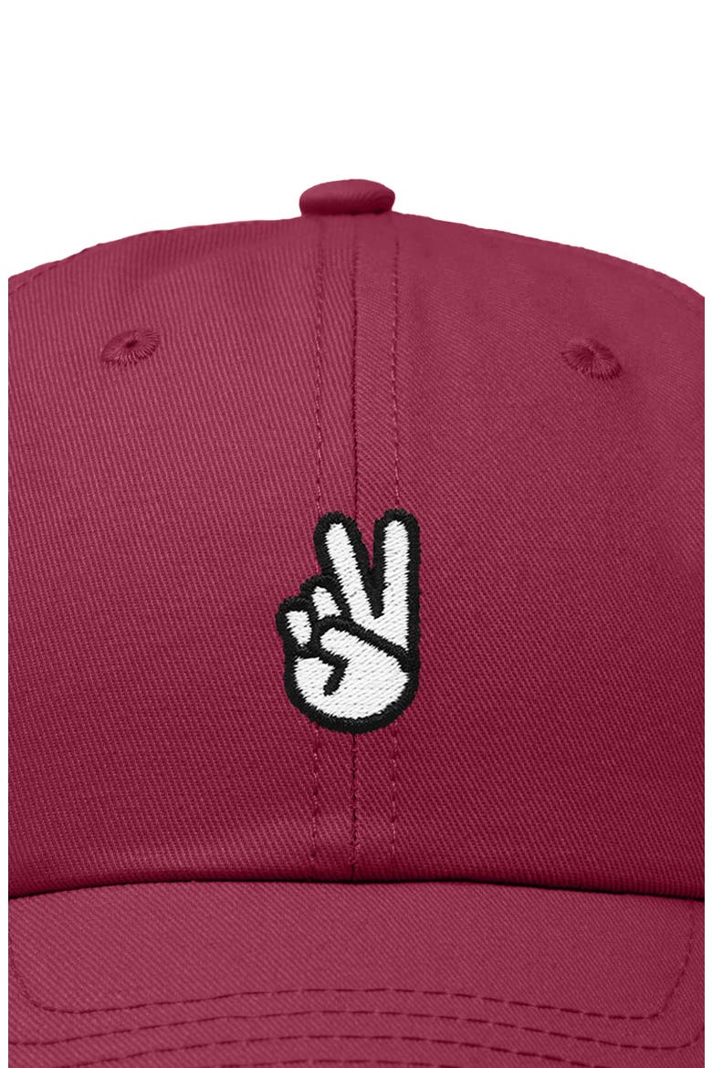 Peace Sign Embroidered Dad Hat, Alternate, color, Maroon