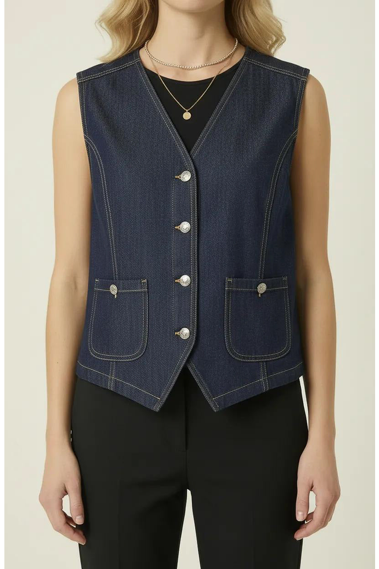Denim Vest, Main, color, Dark Indigo