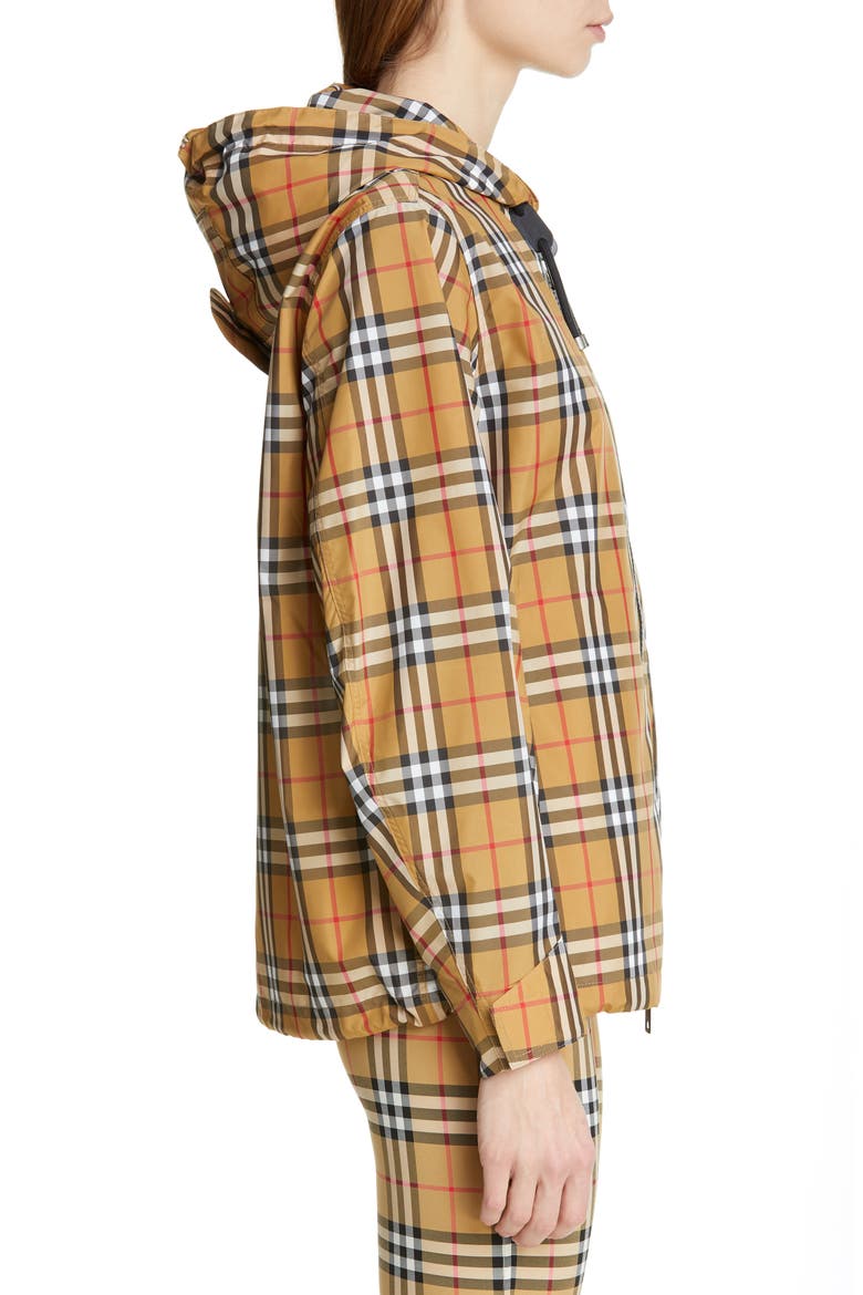 Winchester Vintage Check Hooded Rain Jacket, Alternate, color, ANTIQUE YEL IP CHK