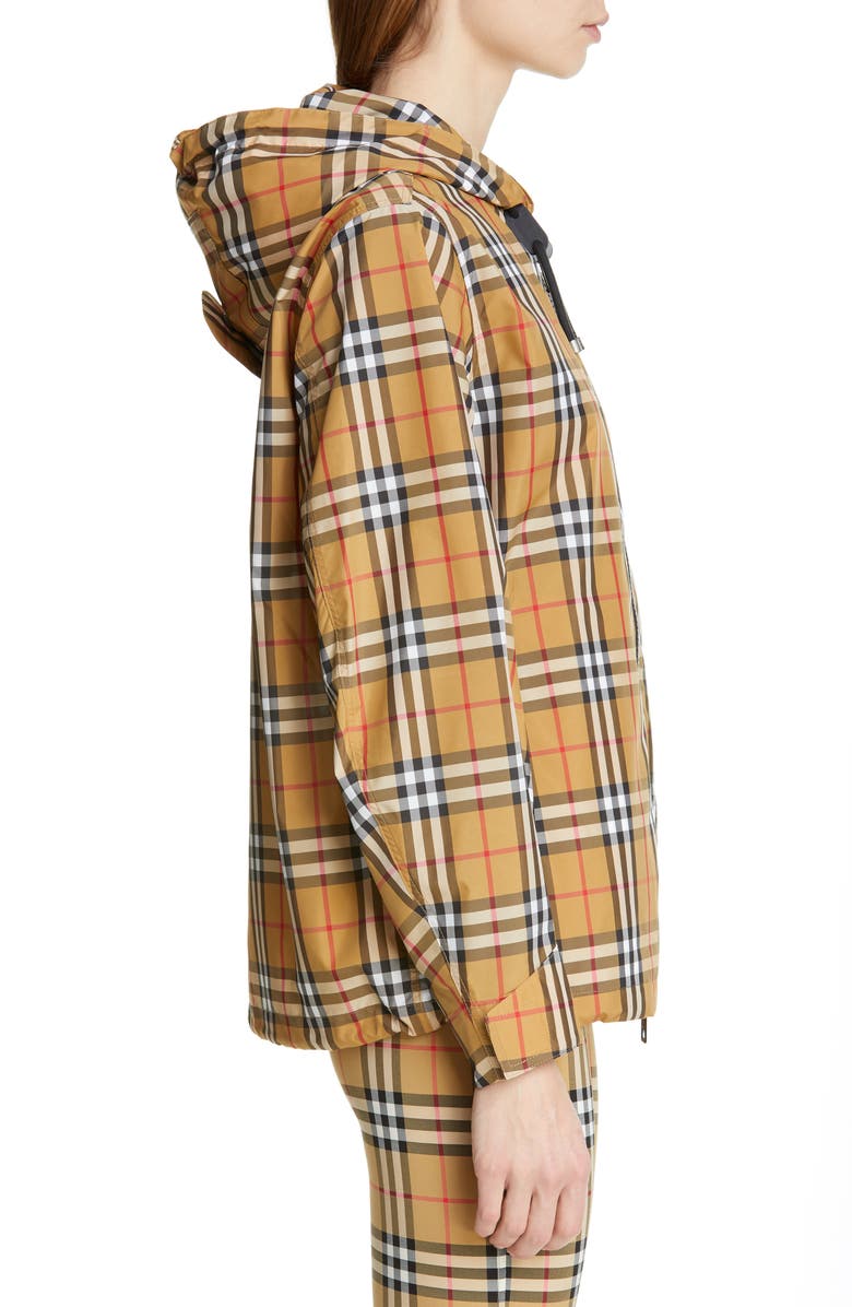 Burberry Winchester Vintage Check Hooded Rain Jacket, Alternate, color, 