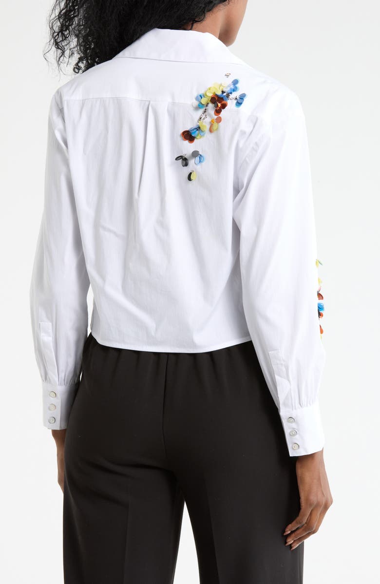 ELIE ELIE TAHARI Sequin Flower Long Sleeve Top, Alternate, color, White