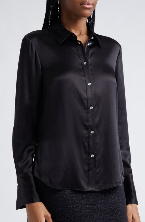 Shop Veronica Beard Monique Silk Blend Button-up Top In Black