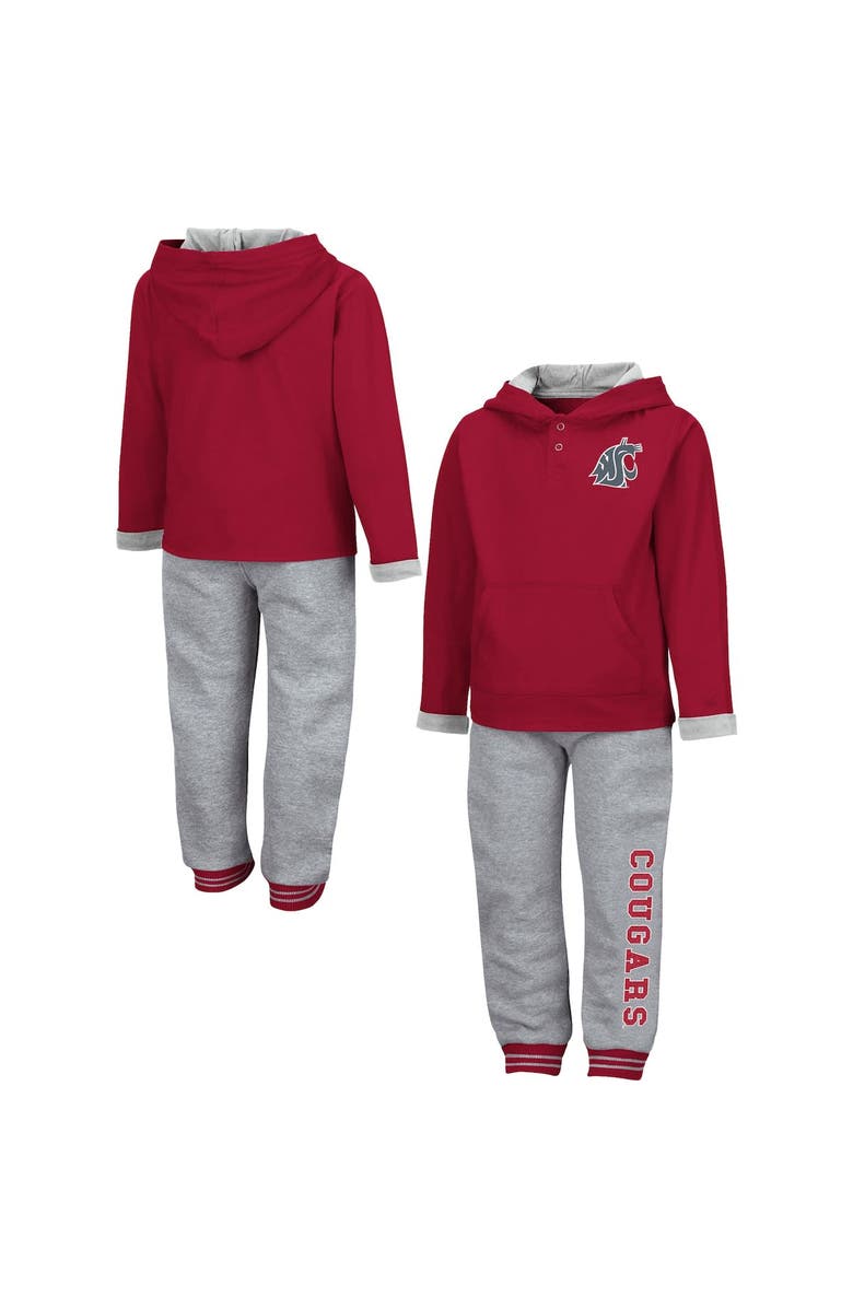 COLOSSEUM Toddler Colosseum Crimson/Heathered Gray Washington State Cougars Poppies Pullover Hoodie and Sweatpants Set, Main, color, Crimson