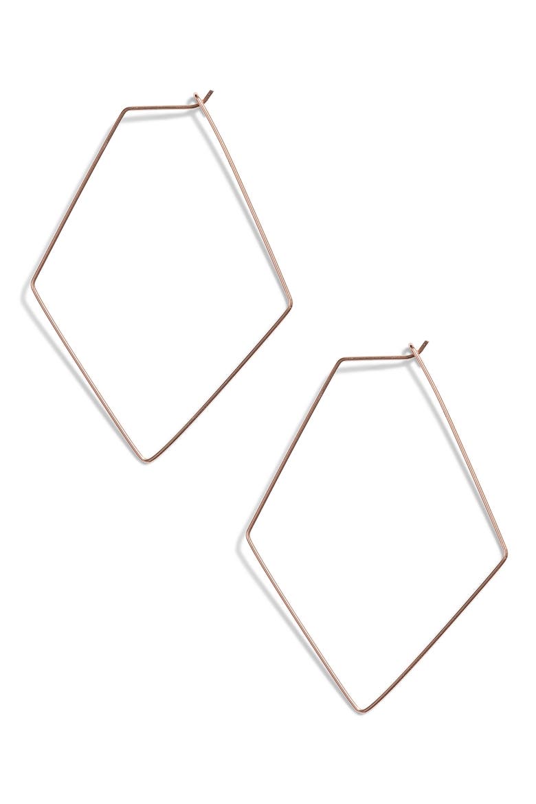 Argento Vivo Rhombus Hoop Earrings, Main, color, ROSE GOLD