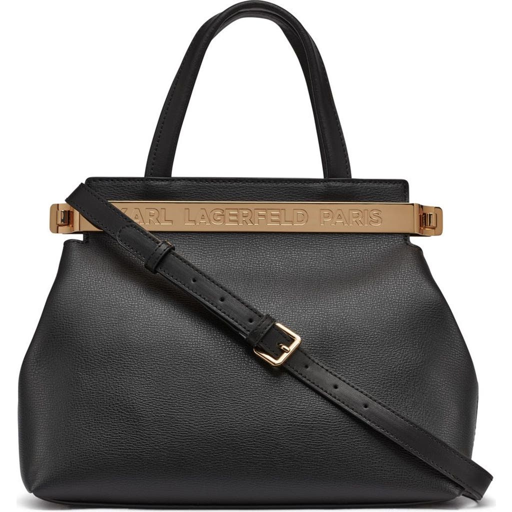 Karl Lagerfeld Paris Jacqueline Satchel In Black/gold