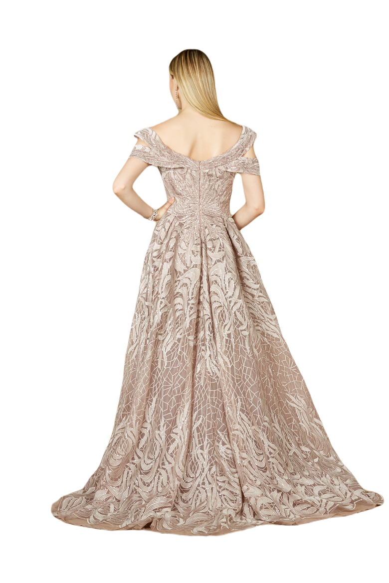 Off Shoulder Mermaid Lace Gown with Overskirt, Alternate, color, Rosewater