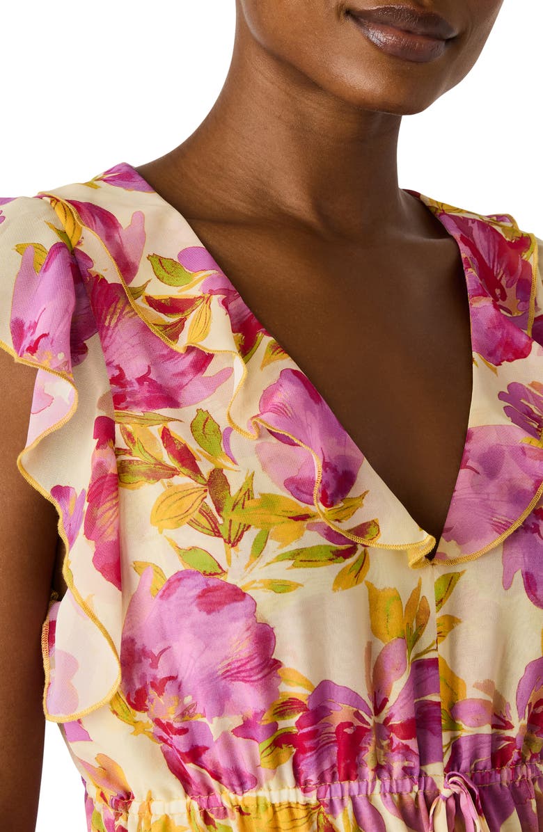 Steve Madden Crosby Floral Print Ruffle Maxi Dress, Alternate, color, Ibis Rose