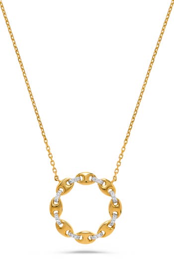 H.j. Namdar Diamond Mariner Link Circle Pendant Necklace