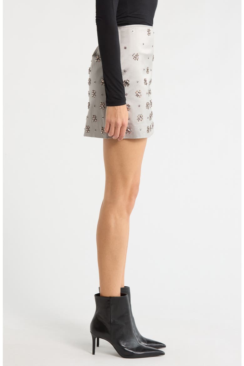Olenna Embellished Miniskirt, Alternate, color, SILVER
