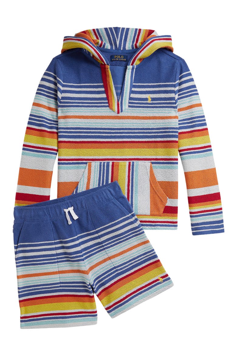 Kids' Stripe Cotton French Terry Hoodie, Alternate, color, BAI BLUE MULTI