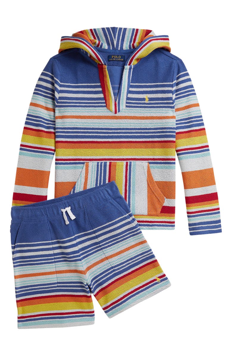 Polo Ralph Lauren Kids' Stripe Cotton French Terry Hoodie, Alternate, color, Bai Blue Multi