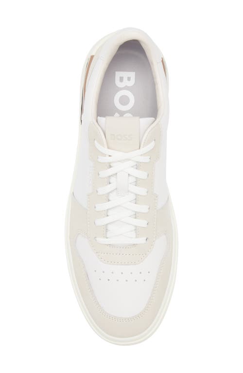 Hugo Boss Clint Mens Cupsole Lace-up Trainers In Leather And Suede C In White