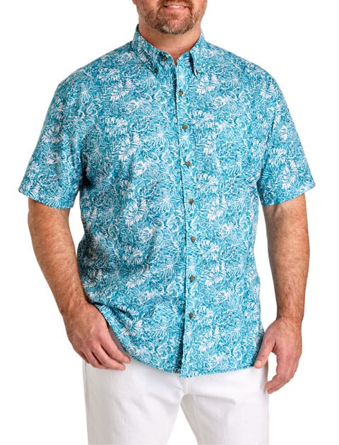 Big & Tall Easy-Care Leaf Print Sport Shirt V3